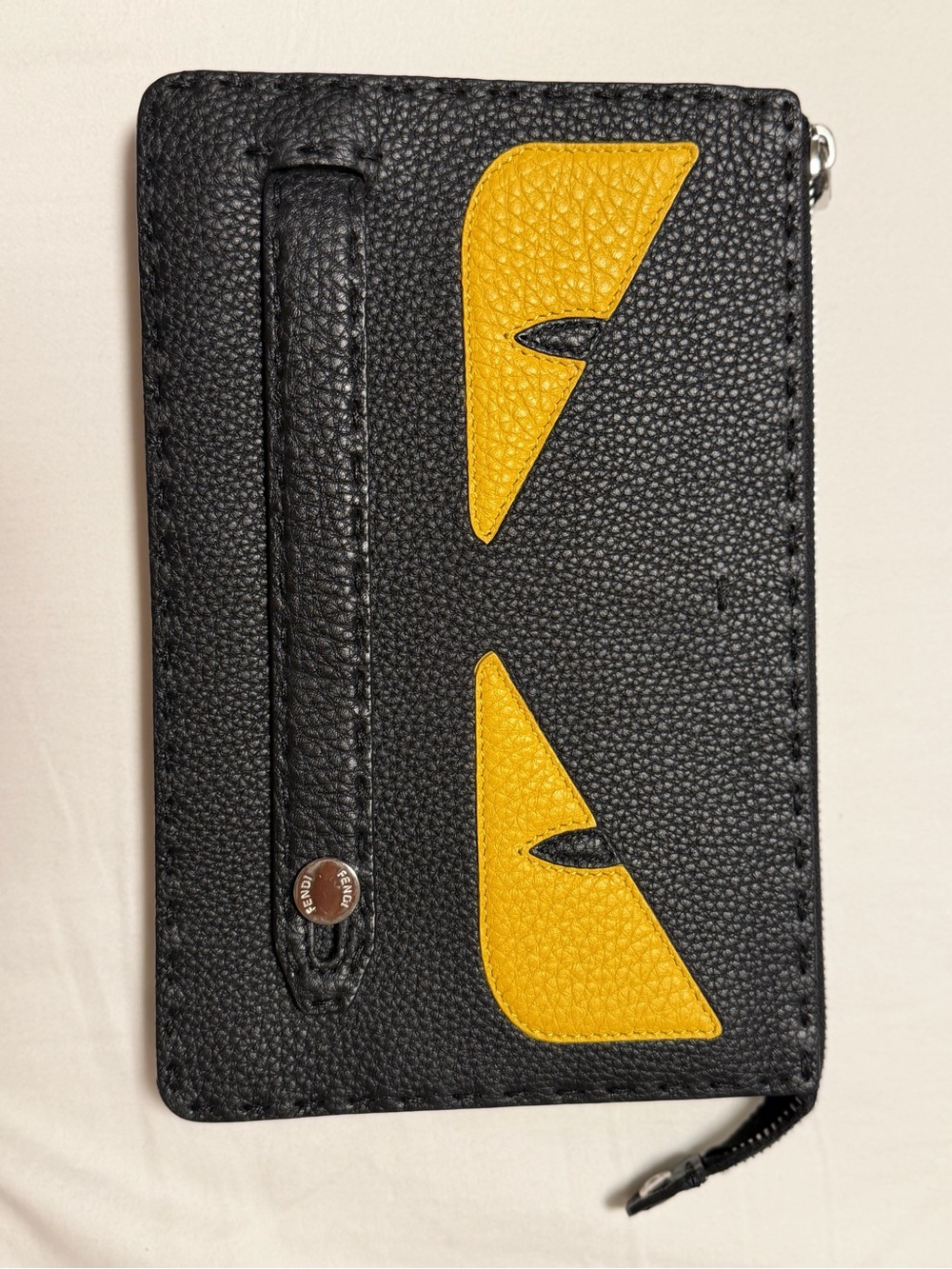 Authentic Fendi Monster Eyes Black Leather Clutch Pouch